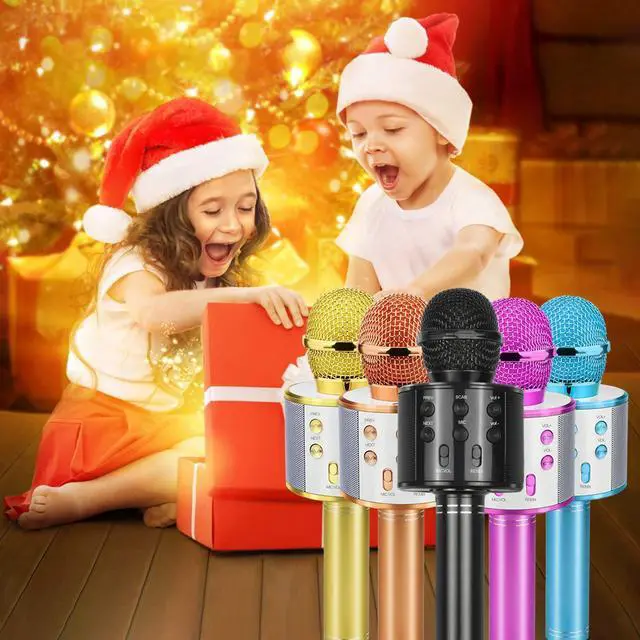Alt view image 7 of 7 - Best Gifts for Kids, Wireless Karaoke Microphone Bluetooth for Birthday Gifts for 4-12 Year Old Girls Boys for Girls Age 4-12 Christmas Xmas Stocking - Black