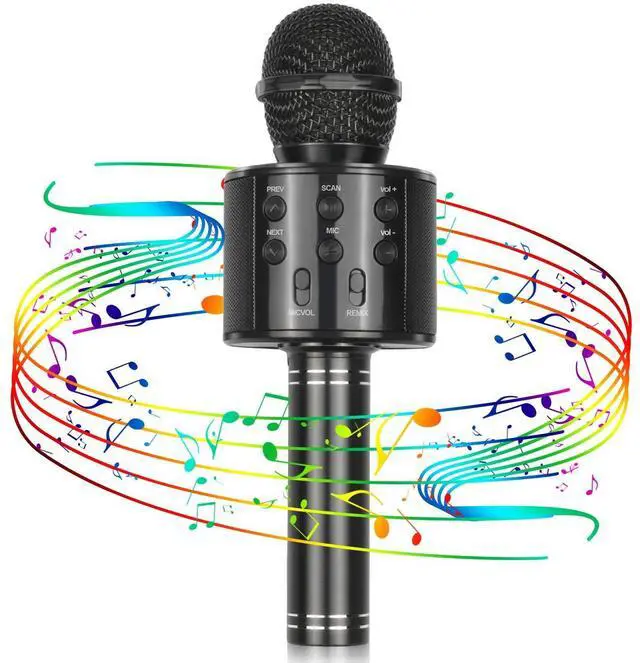 Main image of Best Gifts for Kids, Wireless Karaoke Microphone Bluetooth for Birthday Gifts for 4-12 Year Old Girls Boys for Girls Age 4-12 Christmas Xmas Stocking - Black