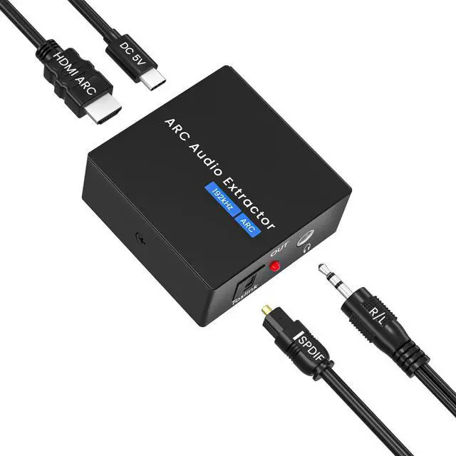 Main image of HDMI ARC to Optical Converter, 192KHz ARC to Optical Analog 3.5mm Audio Extractor Adapter HDMI ARC to RCA Audio Converter Splitter for TV to Sound System Speaker Amplifier