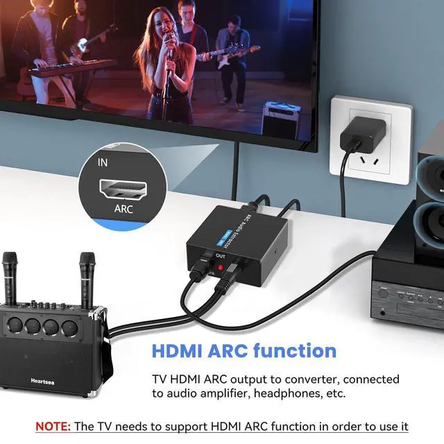 Alt view image 2 of 7 - HDMI ARC to Optical Converter, 192KHz ARC to Optical Analog 3.5mm Audio Extractor Adapter HDMI ARC to RCA Audio Converter Splitter for TV to Sound System Speaker Amplifier