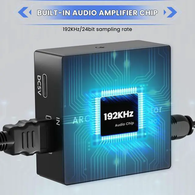 Alt view image 5 of 7 - HDMI ARC to Optical Converter, 192KHz ARC to Optical Analog 3.5mm Audio Extractor Adapter HDMI ARC to RCA Audio Converter Splitter for TV to Sound System Speaker Amplifier