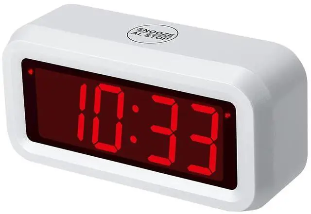 Main image of Digital Alarm Clock Battery Operated with LED Display for Bedrooms, Long Battery Life for 12 Months, 3 Brightness Adjustable, 12/24 Hour, Snooze, White Case with Red Digits