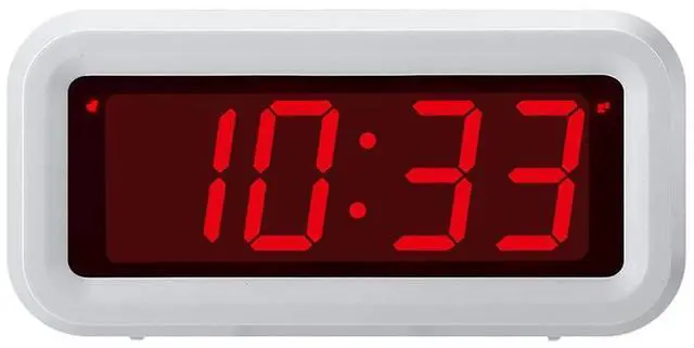 Alt view image 2 of 4 - Digital Alarm Clock Battery Operated with LED Display for Bedrooms, Long Battery Life for 12 Months, 3 Brightness Adjustable, 12/24 Hour, Snooze, White Case with Red Digits