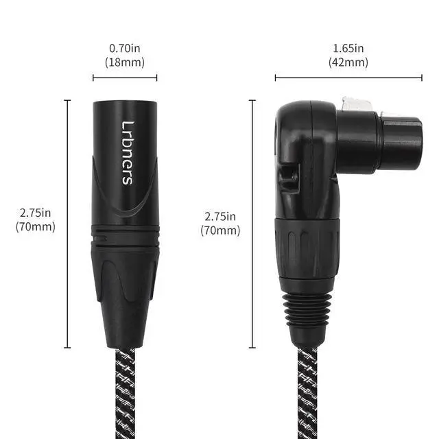 Alt view image 3 of 7 - 3FT XLR Right Angle Female to Male Cable - 90 Degree 3-Pin XLR Adapter Cable, Zinc Alloy Locking Connectors, Dual-Shielded for Tight Spaces, Stage & Studio Use 2-Pack