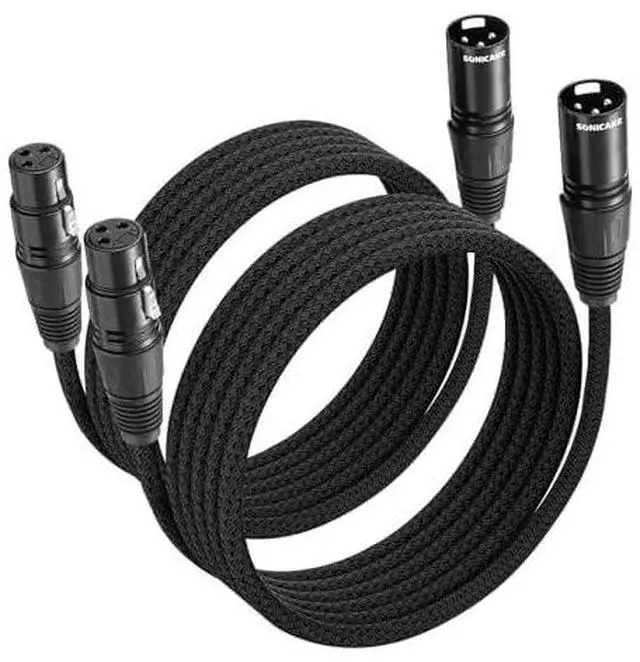 Alt view image 2 of 6 - XLR Microphone Cable Male to Female 3 Pin Nylon Braided for Studio Recording and Live Production 10 Feet/3M, 2 Pack Black