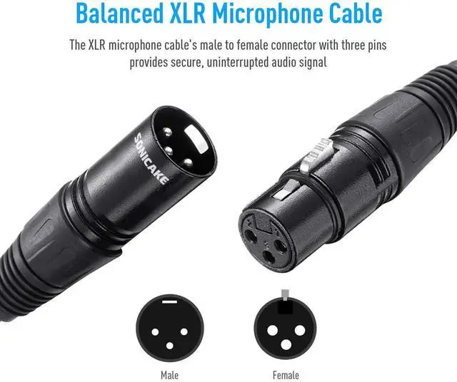 Alt view image 5 of 6 - XLR Microphone Cable Male to Female 3 Pin Nylon Braided for Studio Recording and Live Production 10 Feet/3M, 2 Pack Black