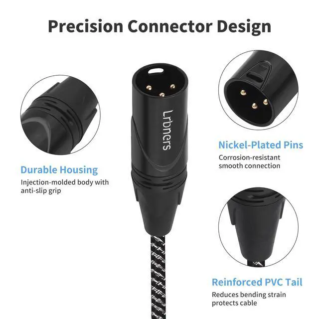 Alt view image 5 of 7 - 3FT XLR Right Angle Female to Male Cable - 90 Degree 3-Pin XLR Adapter Cable, Zinc Alloy Locking Connectors, Dual-Shielded for Tight Spaces, Stage & Studio Use 2-Pack