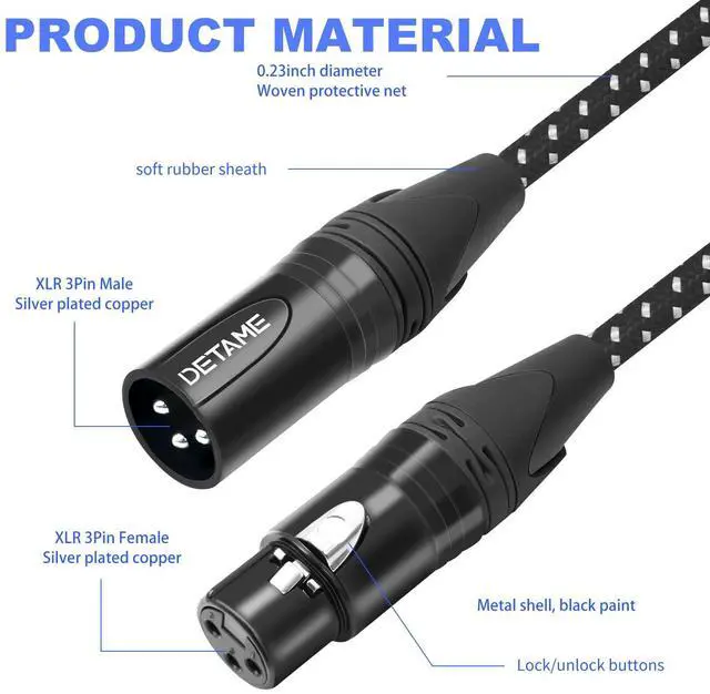 Alt view image 7 of 7 - 2Pack XLR Male to Dual Female y Splitter Cable,Black+Blue Y Splitter Cable 1 Male 2 Female,3Pin-XLR Combiner Y Cord Balanced Microphone Adaptor Patch Cable-2FT