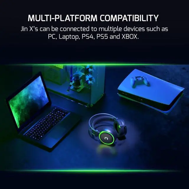 Alt view image 2 of 6 - JIN X 3.5mm Jack Gaming Headset - Wired Headphones with 50MM Drivers, Comfort Design, 360 Spatial Audio, Noise Cancelling Mic, PS4, PS5, for Xbox, Black