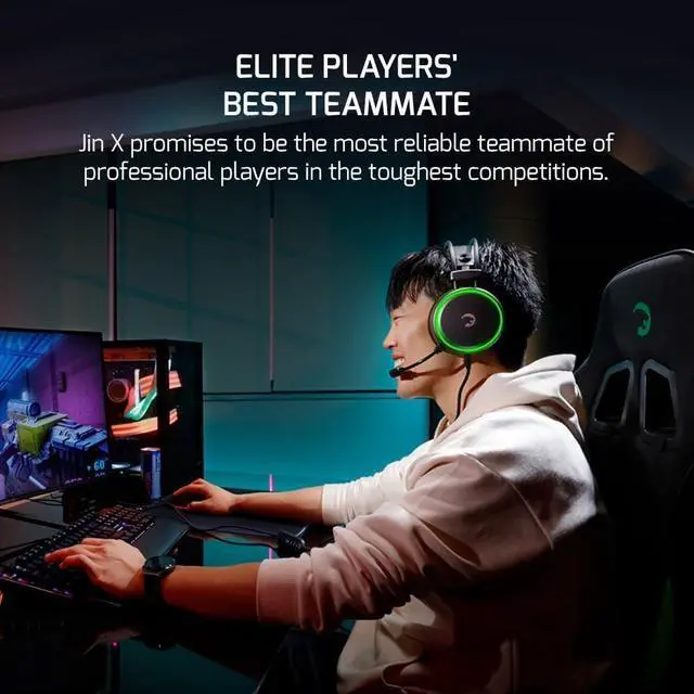 Alt view image 3 of 6 - JIN X 3.5mm Jack Gaming Headset - Wired Headphones with 50MM Drivers, Comfort Design, 360 Spatial Audio, Noise Cancelling Mic, PS4, PS5, for Xbox, Black