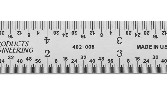 Alt view image 4 of 7 - High Precision Metal Ruler, 6 Inch Rigid Machinist Rule, 4R Graduation (1/8", 1/16", 1/32", 1/64"), Carbon Steel with Satin Chrome Finish, Trusted by Professionals, Made in USA