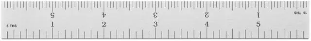 Alt view image 3 of 7 - High Precision Metal Ruler, 6 Inch Rigid Machinist Rule, 4R Graduation (1/8", 1/16", 1/32", 1/64"), Carbon Steel with Satin Chrome Finish, Trusted by Professionals, Made in USA