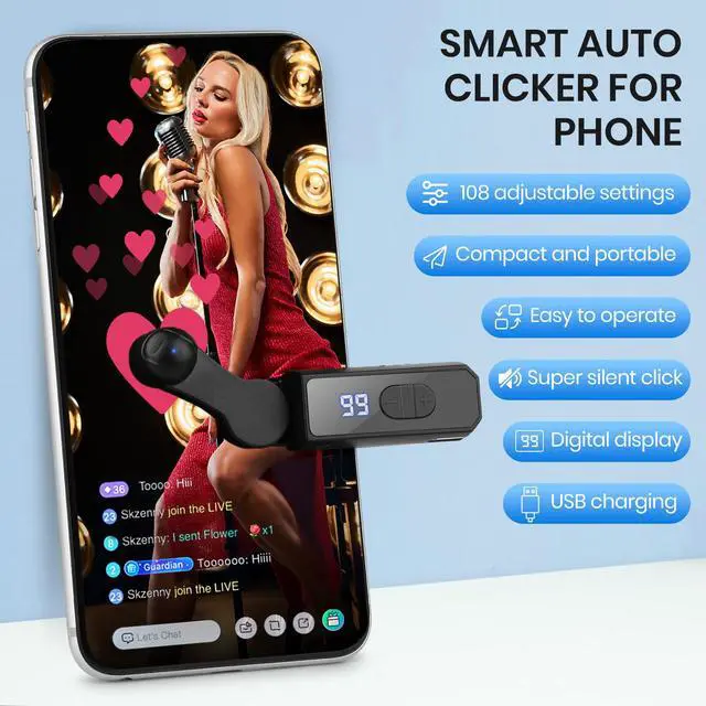 Alt view image 2 of 7 - Recharge Auto Clicker for Smart Phone, Phone Screen Device Speed Clicker for iPhone iPad Apps, Fast Click Simulation Finger Continuous Click for Game, Live Broadcasts Likes