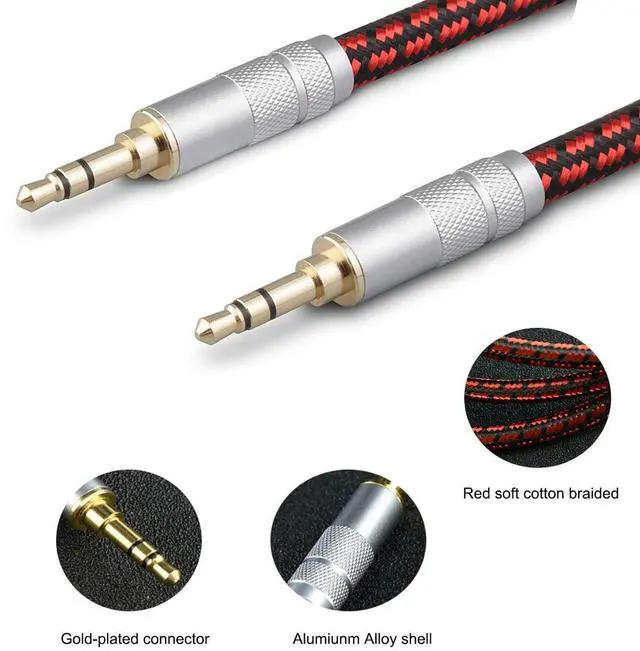 Alt view image 6 of 7 - 3.5mm Aux Cord 2.5ft/0.75m,Audiophile Stereo Audio Cable Braided Gold-Plated Unbreakable for Laptop Tablets,Headphones, Smartphones,Cars,MP3 Players