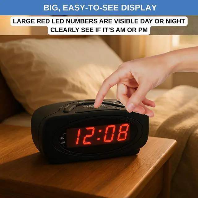 Alt view image 2 of 5 - Digital Alarm Clocks for Bedrooms, Loud Alarm Clock for Heavy Sleepers Perfect for Bedroom, Desk, and Office by Ken-Tech