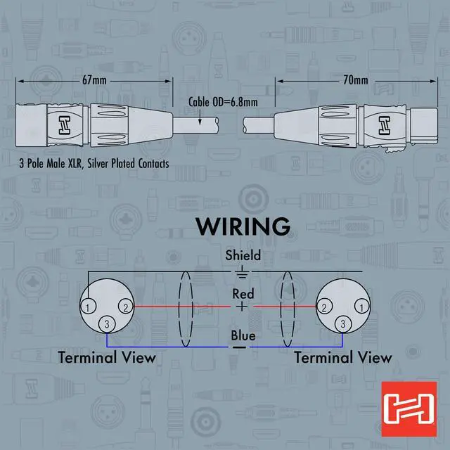 Alt view image 7 of 7 - HMIC-003 REAN XLR3F to XLR3M Pro Microphone Cable, 3 Feet