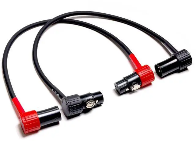 Main image of 3-Pin Female Right Angle XLR to 3-Pin Male Right Angle XLR Cable 100° Adjustable, Professional Audio Balanced Interconnect for Microphones, Mixers, Speakers -, 2-Pack (2Feet)