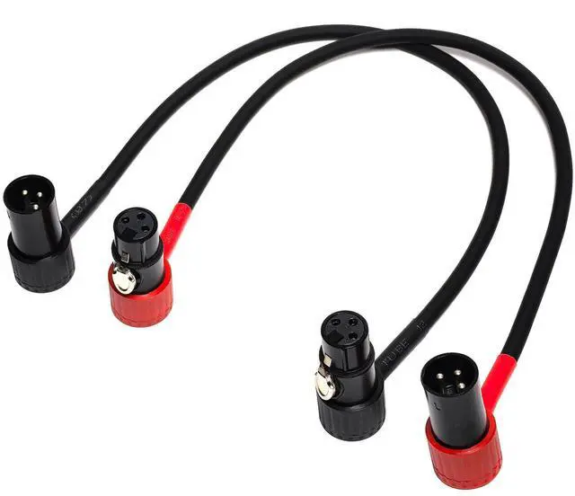 Alt view image 2 of 7 - 3-Pin Female Right Angle XLR to 3-Pin Male Right Angle XLR Cable 100° Adjustable, Professional Audio Balanced Interconnect for Microphones, Mixers, Speakers -, 2-Pack (2Feet)