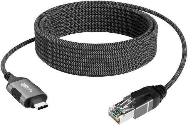 Main image of Slim USB C to Ethernet Cable 4 FT, Snagless RJ45 to USB Type-C Cord, Directly Connected, Gigabit LAN Network, OFC Wire, for MacBook Pro/Air, iPad Pro, iPhone 15 Series, Galaxy, Laptop, PC, OD: 3.6mm