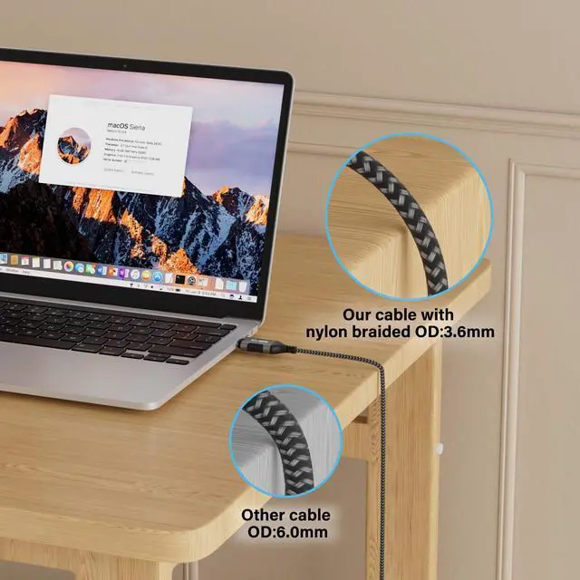 Alt view image 5 of 7 - Slim USB C to Ethernet Cable 4 FT, Snagless RJ45 to USB Type-C Cord, Directly Connected, Gigabit LAN Network, OFC Wire, for MacBook Pro/Air, iPad Pro, iPhone 15 Series, Galaxy, Laptop, PC, OD: 3.6mm