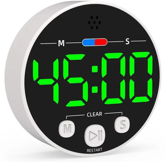 Main image of Large LED Digital Timer, Magnetic Countdown Loud Timer for Kitchen Cooking, Classroom Whiteboard, Kids, Toddler, Game, Productivity, Focus, Work, Task, Office, Meeting Small, Simple, Visual, Green