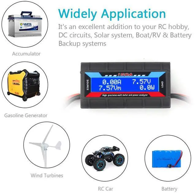 Alt view image 5 of 7 - 150A High Precision Power Analyzer Multi Meter for Measuring Power Watt (W) Voltage (V) Current (A) Charge (Ah) Energy (Wh)