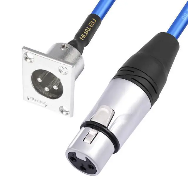 Alt view image 6 of 7 - 2 Pack XLR Pass Through Cable, Stage Box 3 Pin D-Type XLR Male to Female for Patch Panel, Floor Box - No Solder for Pro Audio Installations-20AWG Silver-Plated Copper Conductor No Solder-2Feet