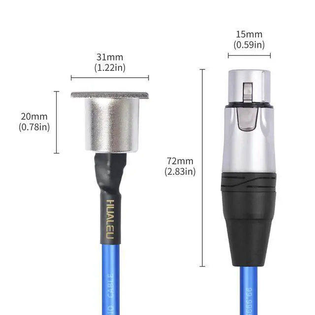 Alt view image 3 of 7 - 2 Pack XLR Pass Through Cable, Stage Box 3 Pin D-Type XLR Male to Female for Patch Panel, Floor Box - No Solder for Pro Audio Installations-20AWG Silver-Plated Copper Conductor No Solder-2Feet
