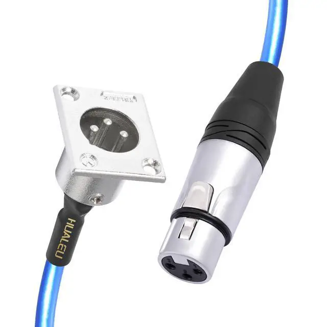 Alt view image 7 of 7 - 2 Pack XLR Pass Through Cable, Stage Box 3 Pin D-Type XLR Male to Female for Patch Panel, Floor Box - No Solder for Pro Audio Installations-20AWG Silver-Plated Copper Conductor No Solder-2Feet