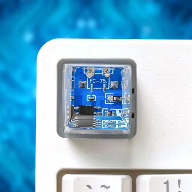 Alt view image 3 of 6 - Blue Circuit Board Artisan Keycap - 1U ESC, R1 SA Profile Custom Handmade Resin Cherry MX Switch Key Cap Mechanical Keyboard, Cool Tech Gifts for Men, Dad, Father, Gamer, Tech Lover