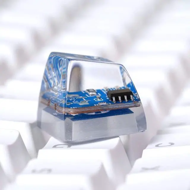 Alt view image 4 of 6 - Blue Circuit Board Artisan Keycap - 1U ESC, R1 SA Profile Custom Handmade Resin Cherry MX Switch Key Cap Mechanical Keyboard, Cool Tech Gifts for Men, Dad, Father, Gamer, Tech Lover