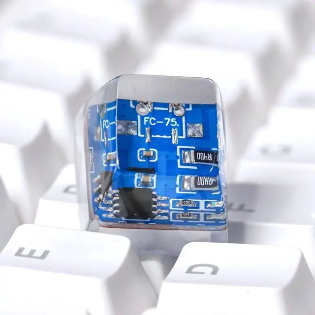 Alt view image 5 of 6 - Blue Circuit Board Artisan Keycap - 1U ESC, R1 SA Profile Custom Handmade Resin Cherry MX Switch Key Cap Mechanical Keyboard, Cool Tech Gifts for Men, Dad, Father, Gamer, Tech Lover