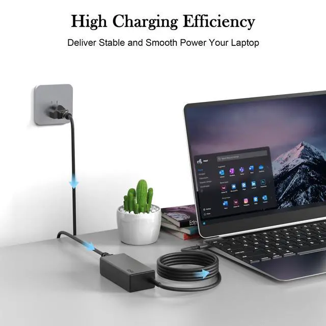 Alt view image 4 of 7 - 65W USB C Laptop Charger Compatible with Lenovo ThinkPad X1 X13 T14 T14s T15 E14 E15 T480s T490 Yoga 7i 9i C940 Thinkbook 13s 14 15 16 Chromebook c330 s330 Computer Charger Type C AC Power Adapter