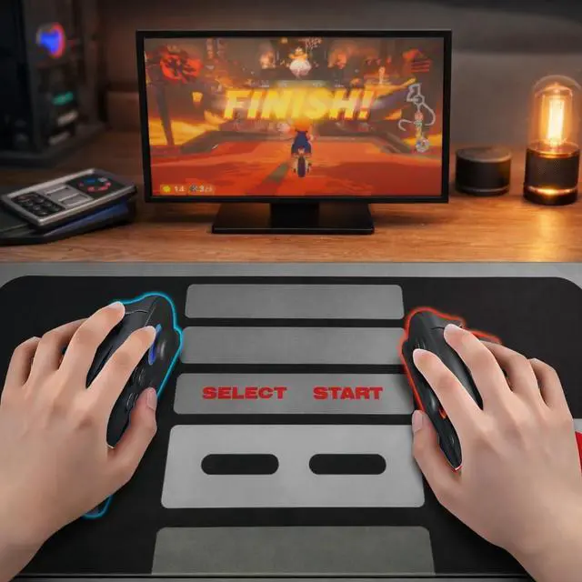 Alt view image 4 of 7 - Large Gaming Mouse Pad - NES Retro Controller Desk Mat, 23.6"x11.8" Extended Computer Mousepad with Odorless Rubber Base, Waterproof Micro-Weave Surface for Office, Home & Gamers (Switch 2 Style)