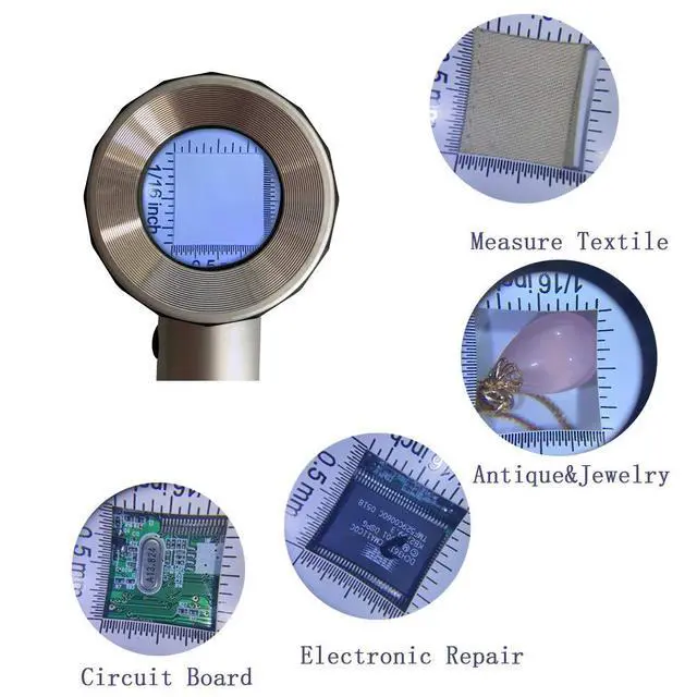 Alt view image 3 of 7 - 10X Optical Glass Magnifying Glass with Light, Scale, Storage Case & Measure Scale for Jewelry, Antiques, Coins & Stamps