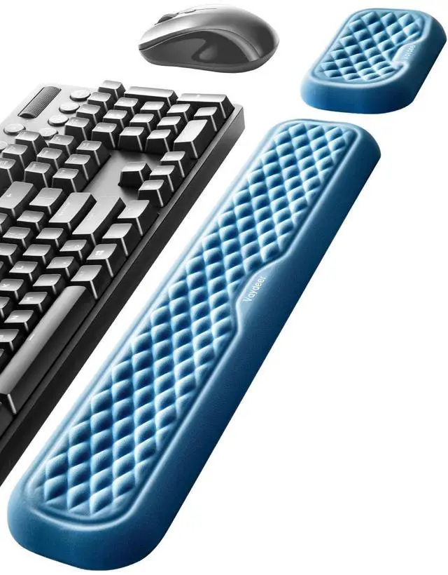 Main image of Wrist Rest for Keyboard and Mouse, Computer Ergonomic Wrist Support Pad, Soft Memory Foam Arm Cushion for Desk, Palm Hand Office Laptop Typing-Ocean Blue