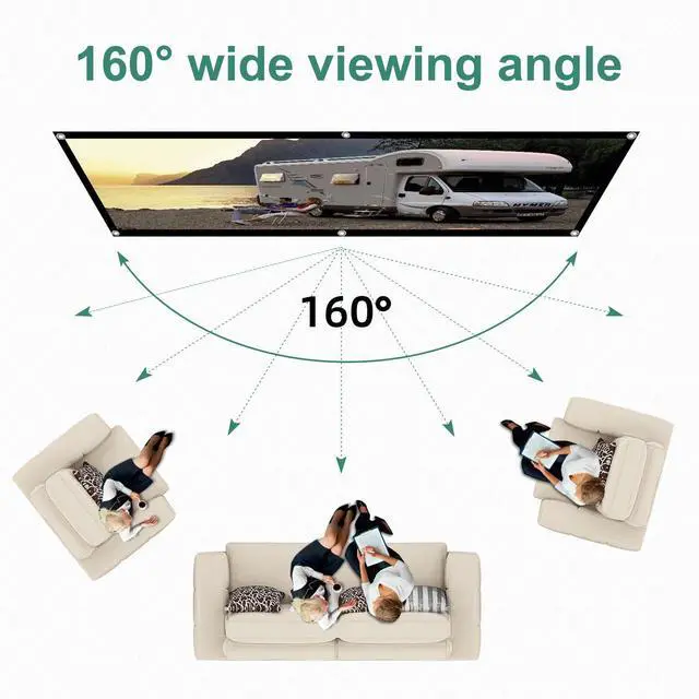 Alt view image 6 of 7 - Projector Screen 120 inch, Wrinkle-Free and Foldable Projection Screen 16:9 HD 4K Portable Movies Screen for Home Theater Outdoor Indoor Support Double Sided Projection