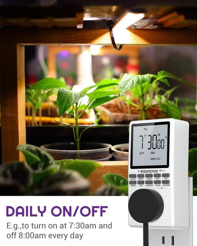 Alt view image 3 of 7 - Outlet Timer, NEARPOW Multifunctional Programmable Timer with Countdown and 7-Day Digital Infinite Repeat Cycle Intermittent, 19 ON/Off Programs for Electrical Outlets, 3 Prong, 15A/1800W