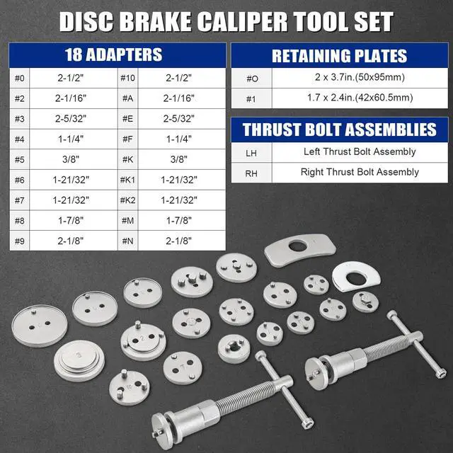 Alt view image 2 of 6 - 24pcs Brake Caliper Tool, Heavy Duty Disc Brake Caliper Tool Set, Wind Back Kit for Brake Pad Replacement, Master Disc Brake Caliper Tool Kit Fits Most American, European Makes/Models (Black)