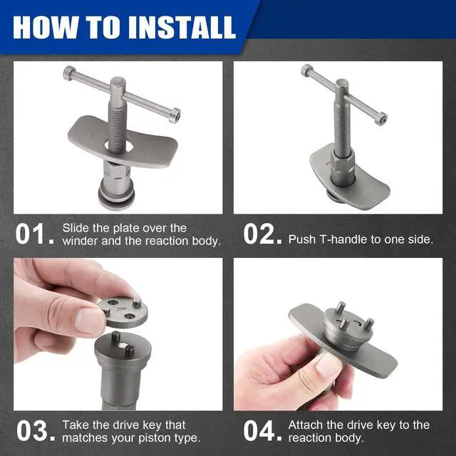 Alt view image 4 of 6 - 24pcs Brake Caliper Tool, Heavy Duty Disc Brake Caliper Tool Set, Wind Back Kit for Brake Pad Replacement, Master Disc Brake Caliper Tool Kit Fits Most American, European Makes/Models (Black)