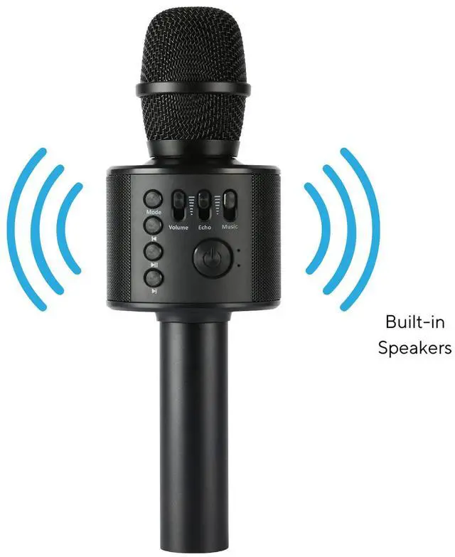 Alt view image 4 of 7 - Wireless Bluetooth Karaoke Microphone with Built-in Speakers + HD Recording, Portable Handheld Mic | Black