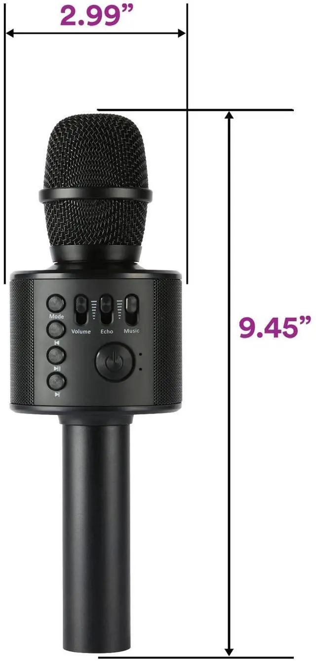 Alt view image 7 of 7 - Wireless Bluetooth Karaoke Microphone with Built-in Speakers + HD Recording, Portable Handheld Mic | Black