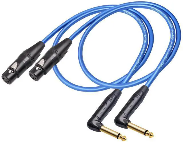 Main image of 2Pack 3.3Feet XLR Female to 1/4 TS Right Angle,1/4 TS Right Angle to XLR Female Micphone Cable,6N OFC+Silver Plated HI-END Audio Cable for Micphone Mixer