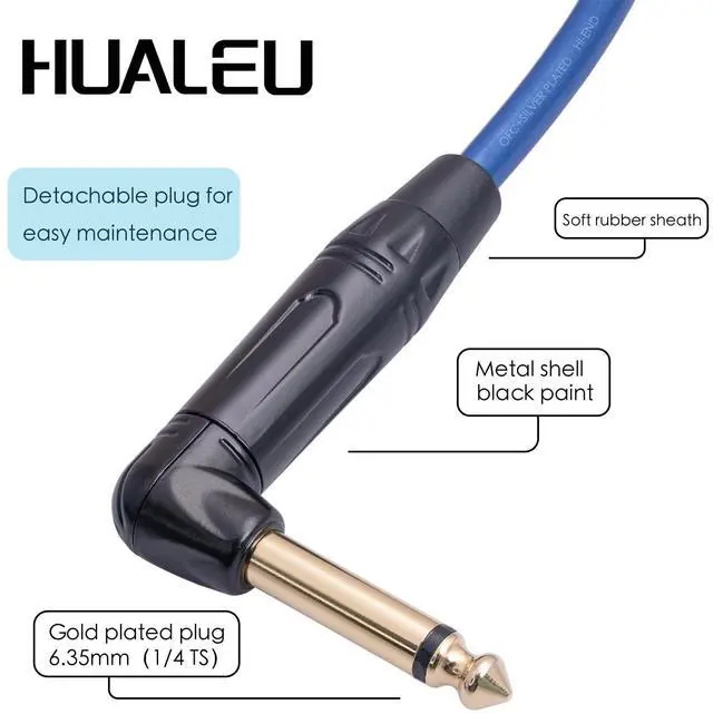 Alt view image 3 of 7 - 2Pack 3.3Feet XLR Female to 1/4 TS Right Angle,1/4 TS Right Angle to XLR Female Micphone Cable,6N OFC+Silver Plated HI-END Audio Cable for Micphone Mixer