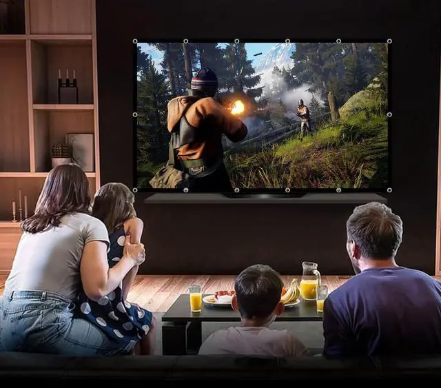 Alt view image 6 of 6 - Projector Screen 100 inch Projection Screen Indoor Outdoor Washable Anti-Crease 16:9 HD Rear Front Movies Screen for Home Theater Office