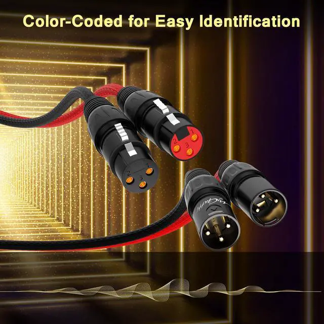 Alt view image 4 of 6 - 2-Channel XLR Snake Cables 10FT, 2 Colored XLR Male to Female Microphone Cable with Color-Coded, for Recording, Studios, Live, Mixers, IEM & Mic Systems