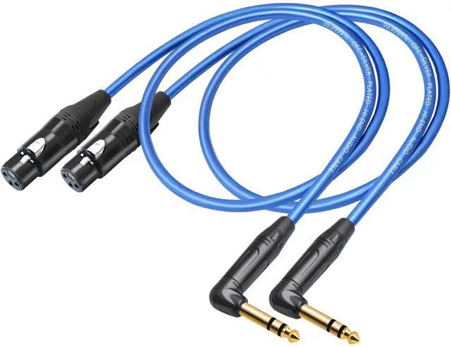 Main image of 3Feet 2 Pack Balanced XLR Female to Right Angle 1/4 TRS Mixer Cable,6N OFC+Silver Plated HI-END Audio Cable,Right Angle 6.35mm to 3pin XLR Female Audio Cable