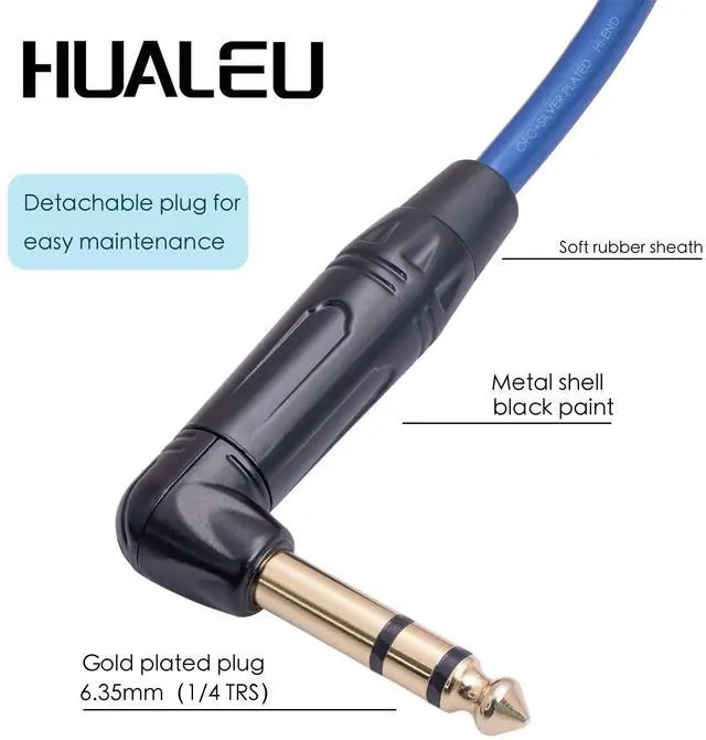 Alt view image 3 of 7 - 3Feet 2 Pack Balanced XLR Female to Right Angle 1/4 TRS Mixer Cable,6N OFC+Silver Plated HI-END Audio Cable,Right Angle 6.35mm to 3pin XLR Female Audio Cable