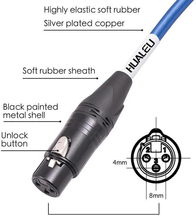 Alt view image 6 of 7 - 3Feet 2 Pack Balanced XLR Female to Right Angle 1/4 TRS Mixer Cable,6N OFC+Silver Plated HI-END Audio Cable,Right Angle 6.35mm to 3pin XLR Female Audio Cable