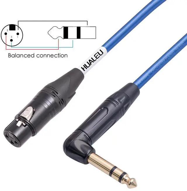Alt view image 5 of 7 - 3Feet 2 Pack Balanced XLR Female to Right Angle 1/4 TRS Mixer Cable,6N OFC+Silver Plated HI-END Audio Cable,Right Angle 6.35mm to 3pin XLR Female Audio Cable